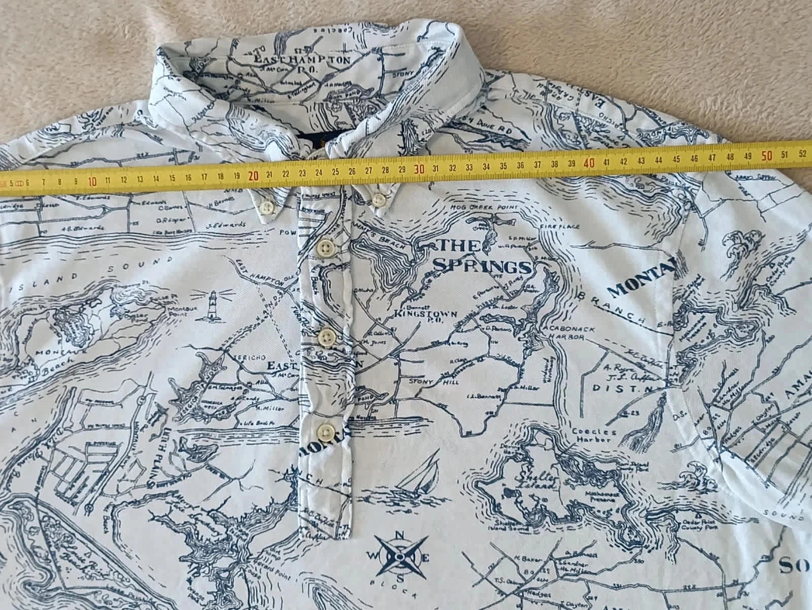 Polo Ralph Lauren white knit oxford Topographie blue Size XL – photo 15